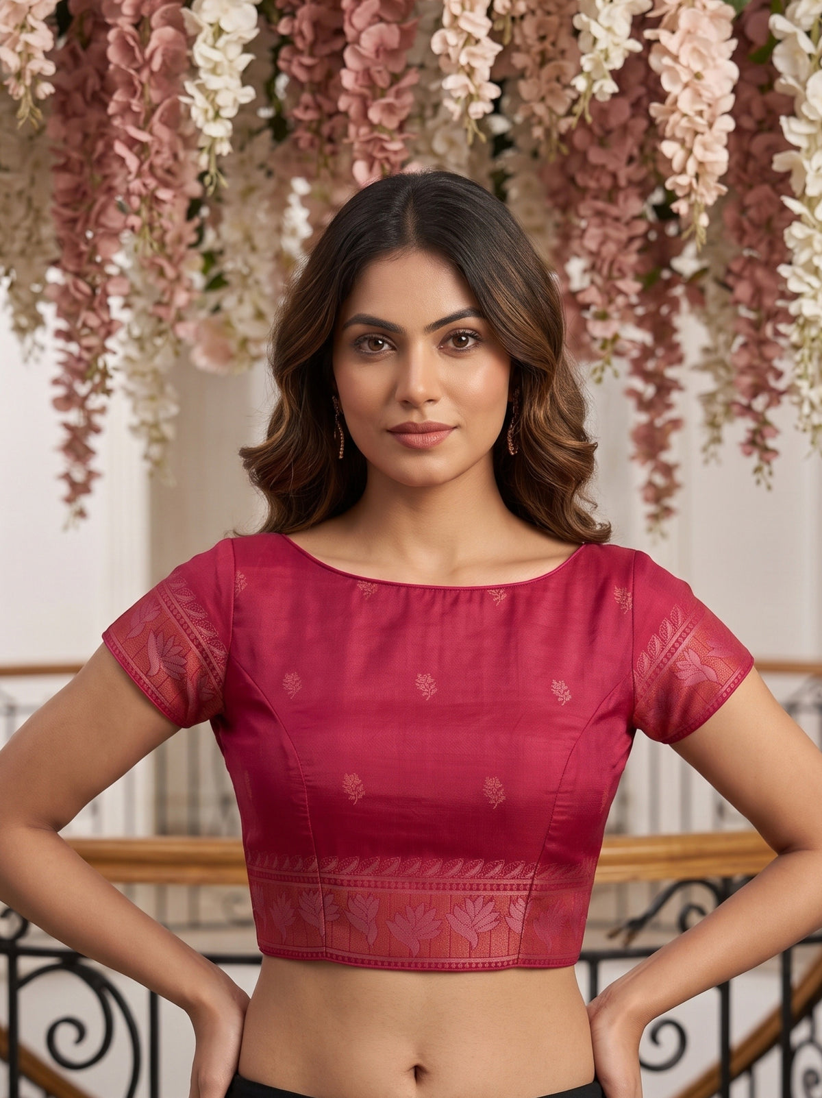 MIMOSA Violet Kanjivaram Art Silk Saree — blouse close-up