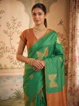 MIMOSA Rama Kanjivaram Saree — pose 10 styling detail