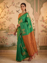 MIMOSA Rama Kanjivaram Saree — pose 9 styling detail