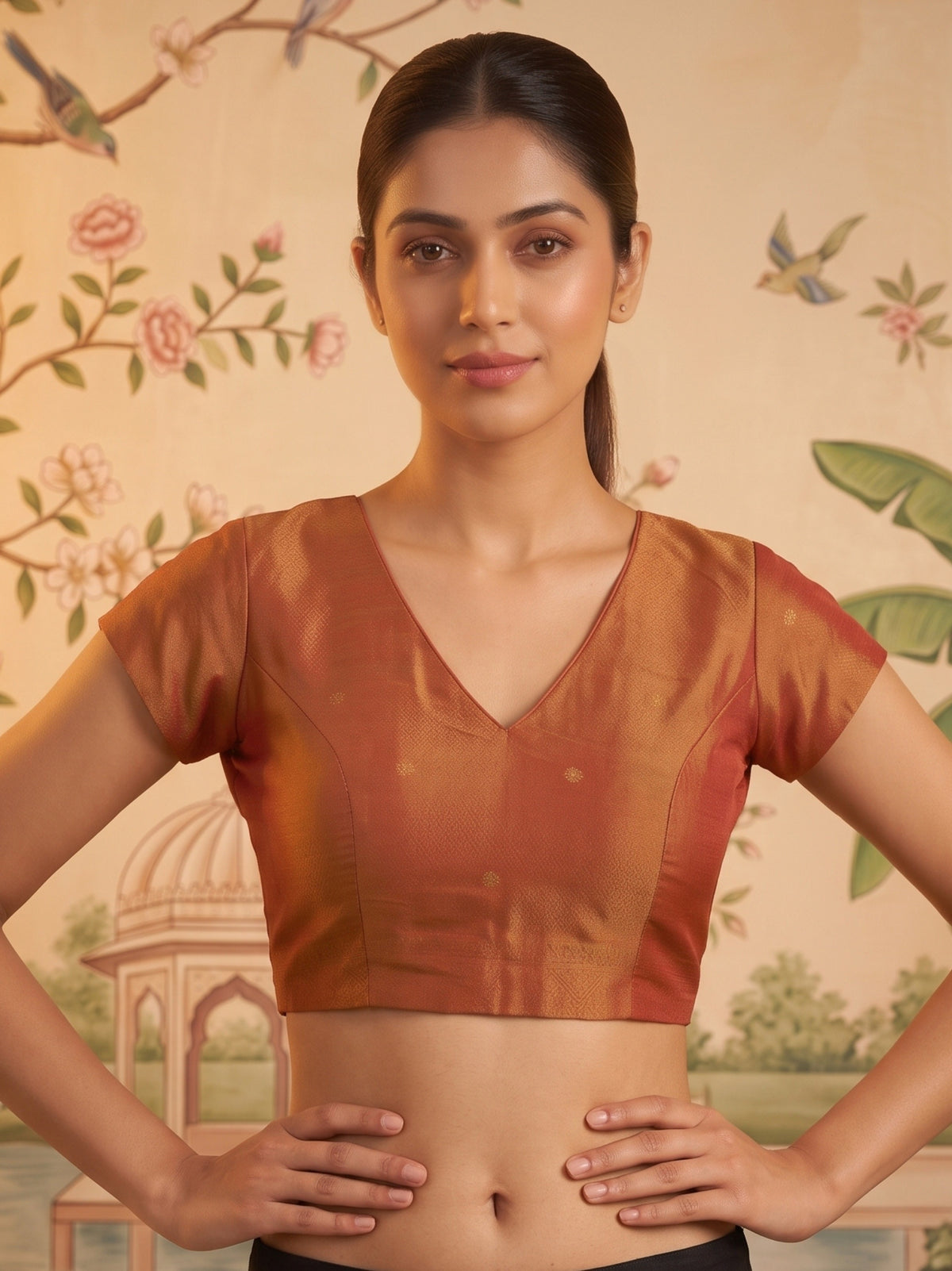 MIMOSA Rama Kanjivaram Saree — blouse close-up