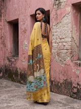 MIMOSA Gold Bhagalpuri Cotton Saree — pose 7 styling detail