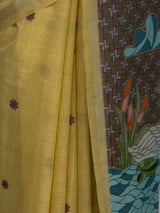MIMOSA Gold Bhagalpuri Cotton Saree — fleets shot full lifestyle