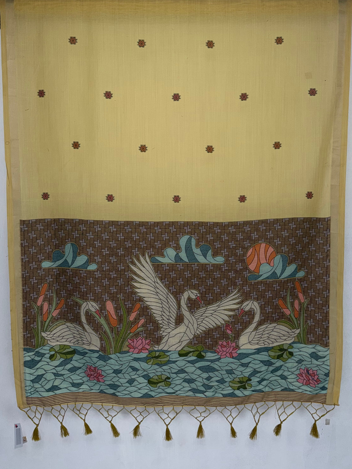 MIMOSA Gold Bhagalpuri Cotton Saree — pallu and zari work detail