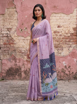 MIMOSA Lavender Bhagalpuri Cotton Saree — pose 5 styling detail