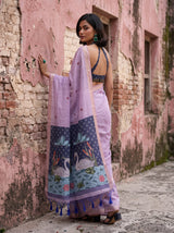 MIMOSA Lavender Bhagalpuri Cotton Saree — pose 7 styling detail