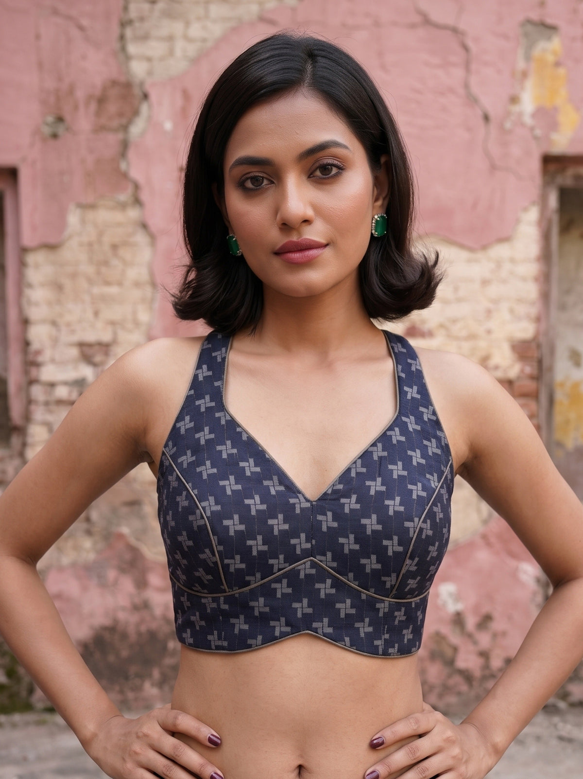 MIMOSA Lavender Bhagalpuri Cotton Saree — blouse close-up