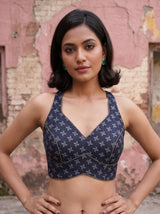 MIMOSA Lavender Bhagalpuri Cotton Saree — blouse close-up