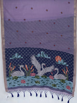 MIMOSA Lavender Bhagalpuri Cotton Saree — pallu and zari work detail