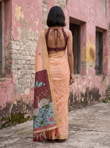 MIMOSA Peach Bhagalpuri Cotton Saree — pose 2 styling detail