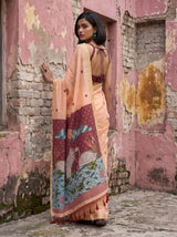 MIMOSA Peach Bhagalpuri Cotton Saree — pose 7 styling detail
