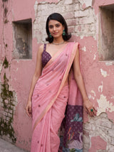 MIMOSA Pink Bhagalpuri Cotton Saree — pose 10 styling detail