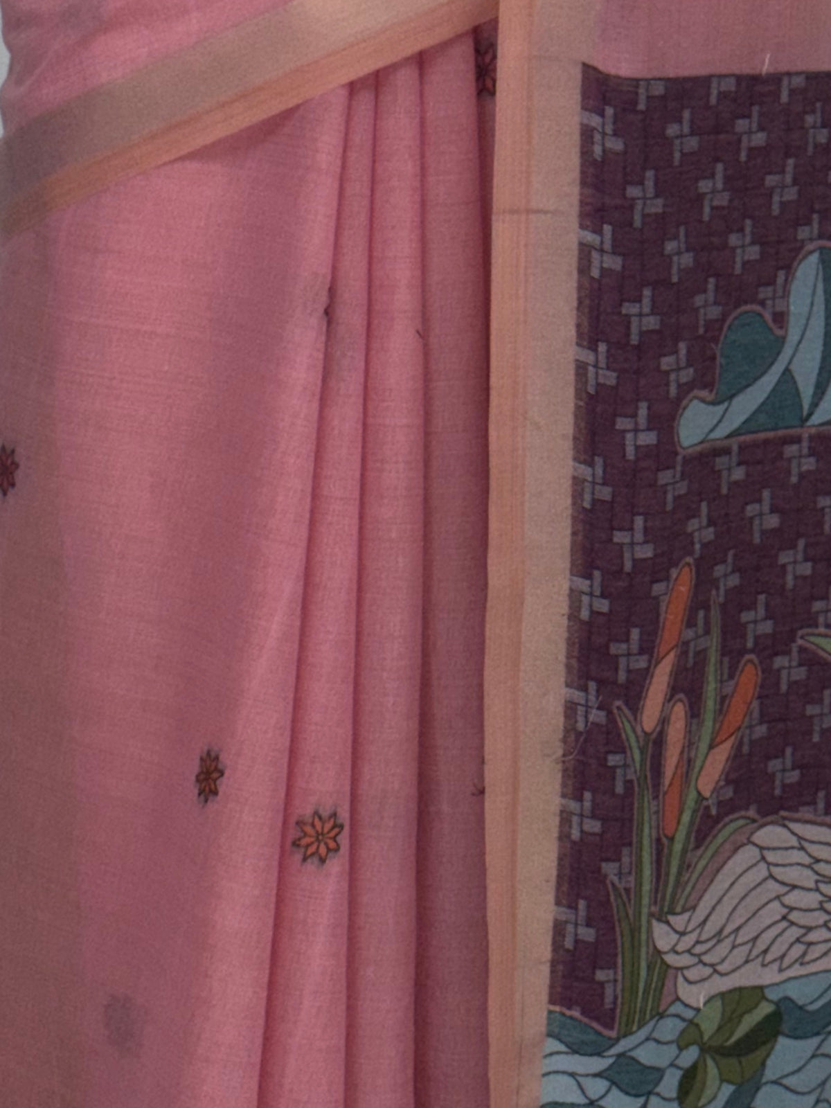 MIMOSA Pink Bhagalpuri Cotton Saree — fleets shot full lifestyle