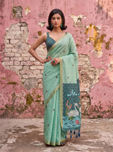 MIMOSA Rama Bhagalpuri Cotton Saree — pose 4 styling detail