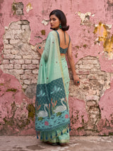 MIMOSA Rama Bhagalpuri Cotton Saree — pose 7 styling detail