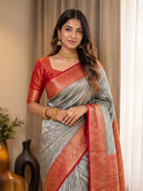 MIMOSA Bottle Green Kanjivaram Saree — pose 10 styling detail