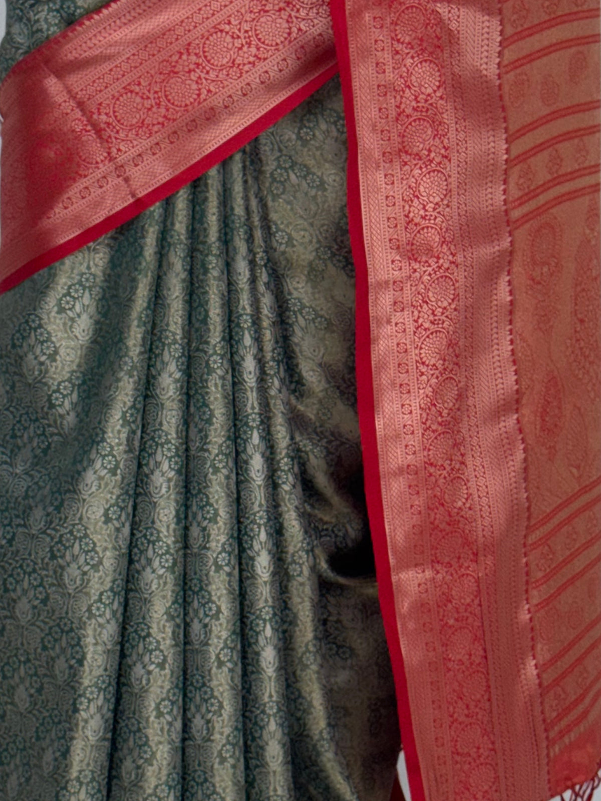MIMOSA Bottle Green Kanjivaram Saree — fleets shot full lifestyle