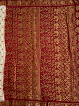 MIMOSA White Kanjivaram Saree — pallu and zari work detail