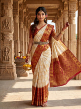 MIMOSA White Kanjivaram Art Silk Saree — pose 5 styling detail