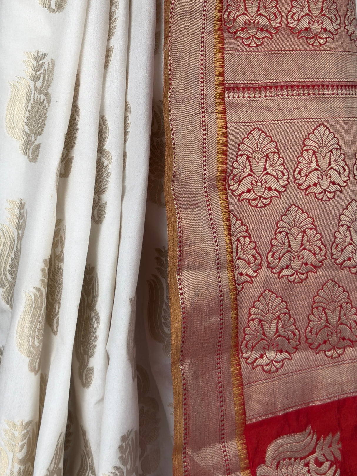 MIMOSA White Kanjivaram Art Silk Saree — fleets shot full lifestyle