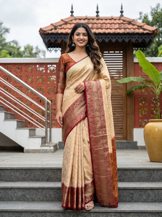 White Art Silk Saree