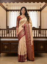 MIMOSA White Kanjivaram Saree — pose 10 styling detail