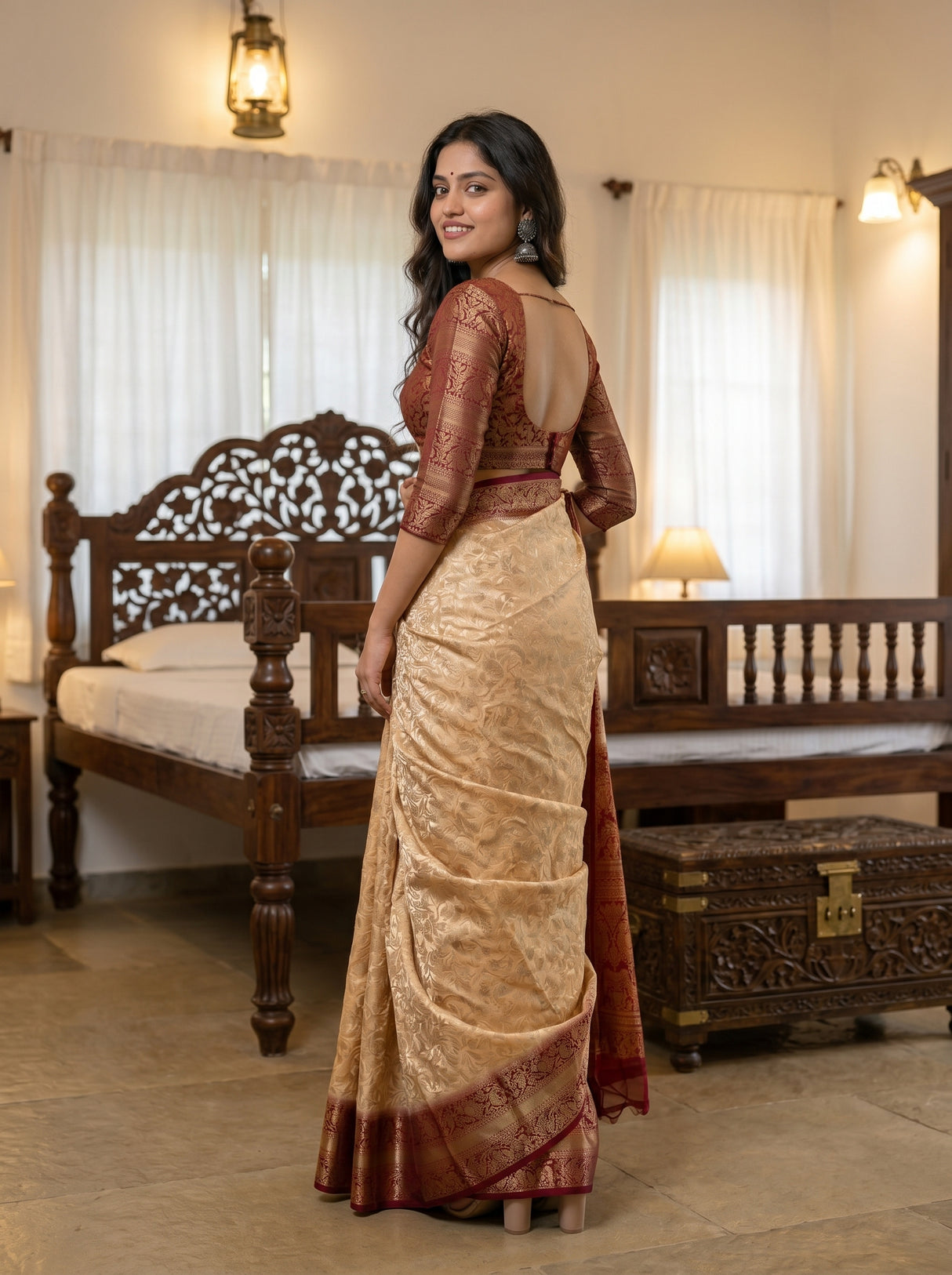 MIMOSA White Kanjivaram Saree — pose 7 styling detail