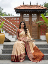 MIMOSA White Kanjivaram Saree — pose 8 styling detail