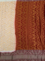 MIMOSA White Kanjivaram Saree — pallu and zari work detail