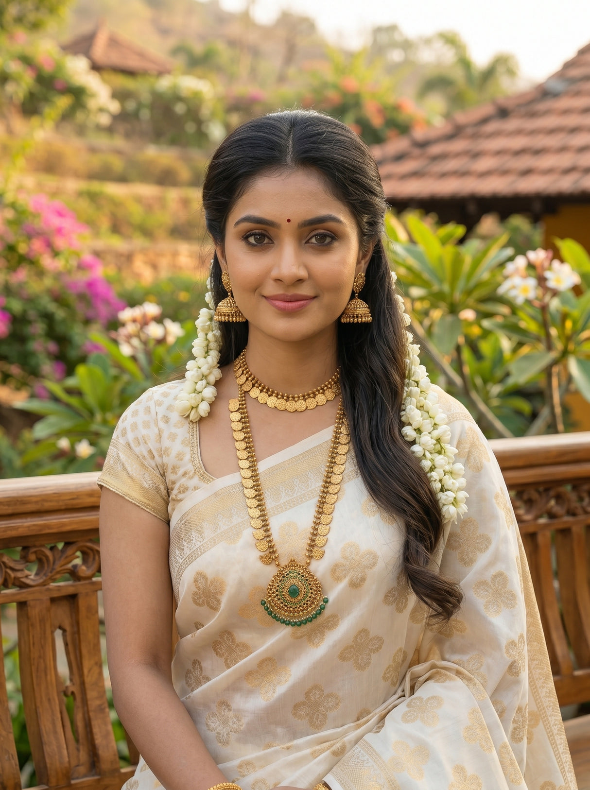 MIMOSA White Mysore Silk Saree — pose 10 styling detail