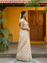 MIMOSA White Mysore Silk Saree — pose 3 styling detail