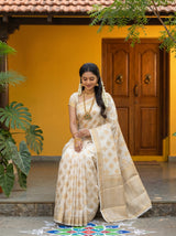 MIMOSA White Mysore Silk Saree — pose 8 styling detail