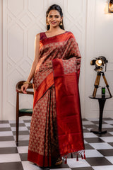 Mimosa Women's Woven Design Kanjivaram Style Art Silk Saree With Blouse Piece : SA00001790MRFREE