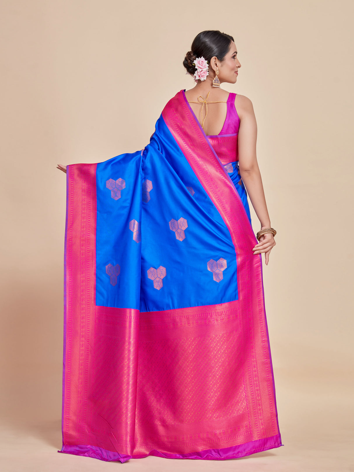 Mimosa Women's Woven Design Kanjivaram Style Art Silk Saree With Blouse Piece : SA00001385RBFREE