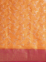 Mimosa Womens Art Silk Saree Kanjivaram Orange Color
