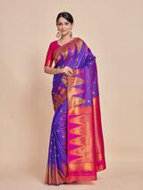 Mimosa Women's Woven Design Kanjivaram Style Art Silk Saree With Blouse Piece : SA00001386VLFREE