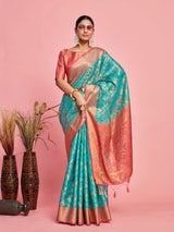 Mimosa Women's Woven Design Kanjivaram Art Silk Saree With Blouse Piece : SA00001227SFFREE