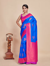 Mimosa Women's Woven Design Kanjivaram Style Art Silk Saree With Blouse Piece : SA00001385RBFREE