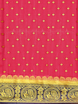 Mimosa Womens Crepe Saree Mysore Silk style Strawberry Color