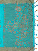 Mimosa Womens Art Silk Saree Kanjivaram Saffire Color