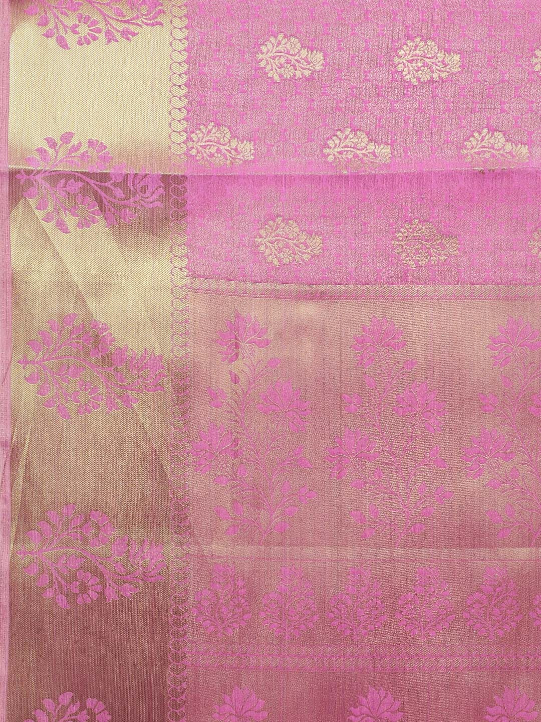 Mimosa Womens Tussar Silk Saree Kanjivaram style Pink Color
