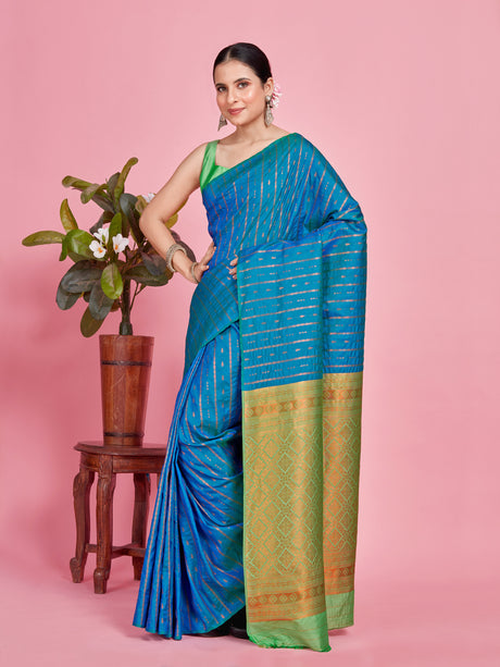 Mimosa Women's Woven Design Kanjivaram Style Art Silk Saree With Blouse Piece : SA00001374RBFREE