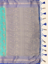 Mimosa Womens Art Silk Saree Kanjivaram Saffire Color