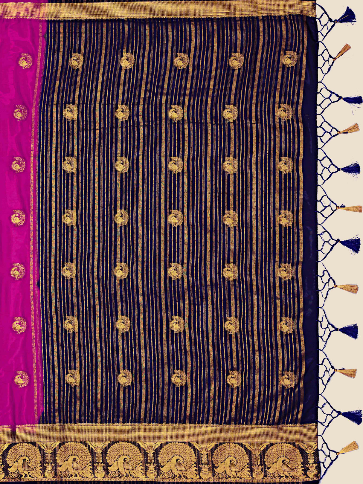 Mimosa Womens Crepe Saree Mysore Silk style Rani Color