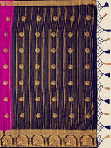 Mimosa Womens Crepe Saree Mysore Silk style Rani Color