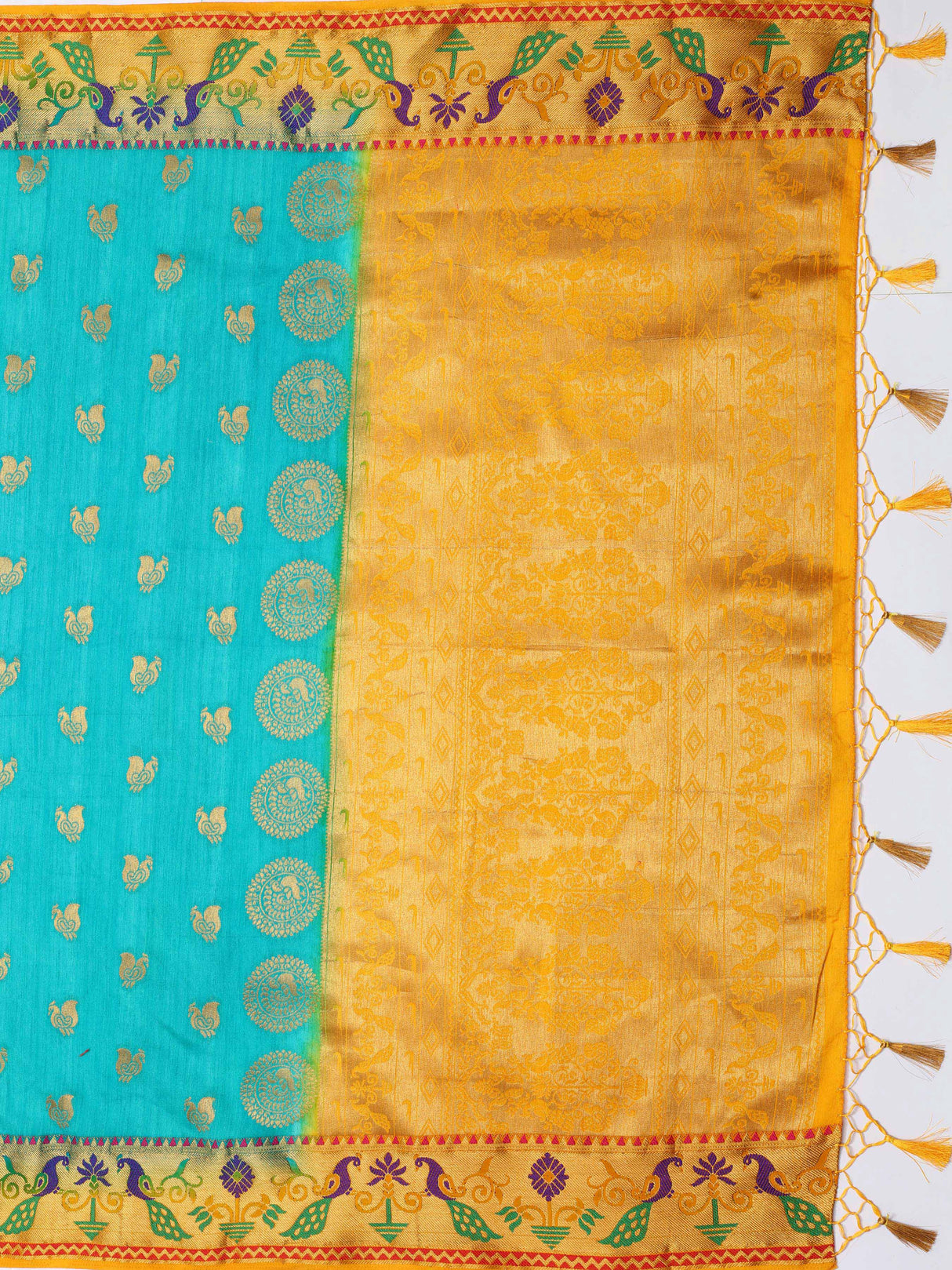 Mimosa Womens Art Silk Saree Kanjivaram Saffire Color