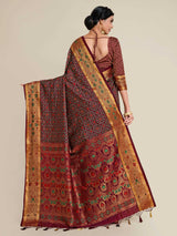 Mimosa Womens Art Silk Saree Kanjivaram Wine Color
