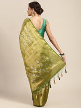 Mimosa Womens Art Silk Saree Kanjivaram Olive Color