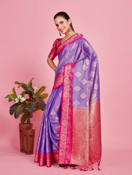 Mimosa Women's Woven Design Kanjivaram Style Art Silk Saree With Blouse Piece : SA0000393RBFREE