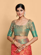 Mimosa Women's Woven Design Kanjivaram Art Silk Saree With Blouse Piece : SA00001228GJFREE