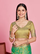 Mimosa Women's Woven Design Kanjivaram Style Art Silk Saree With Blouse Piece : SA0000385RMFREE
